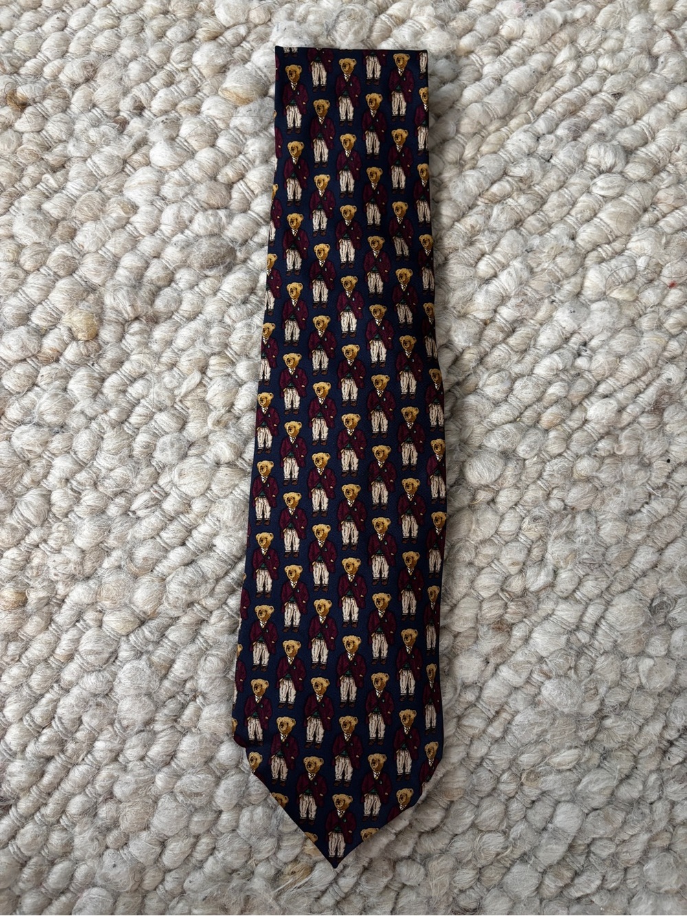 Polo Ralph Lauren Navy Tie with Patterned Polo Bears